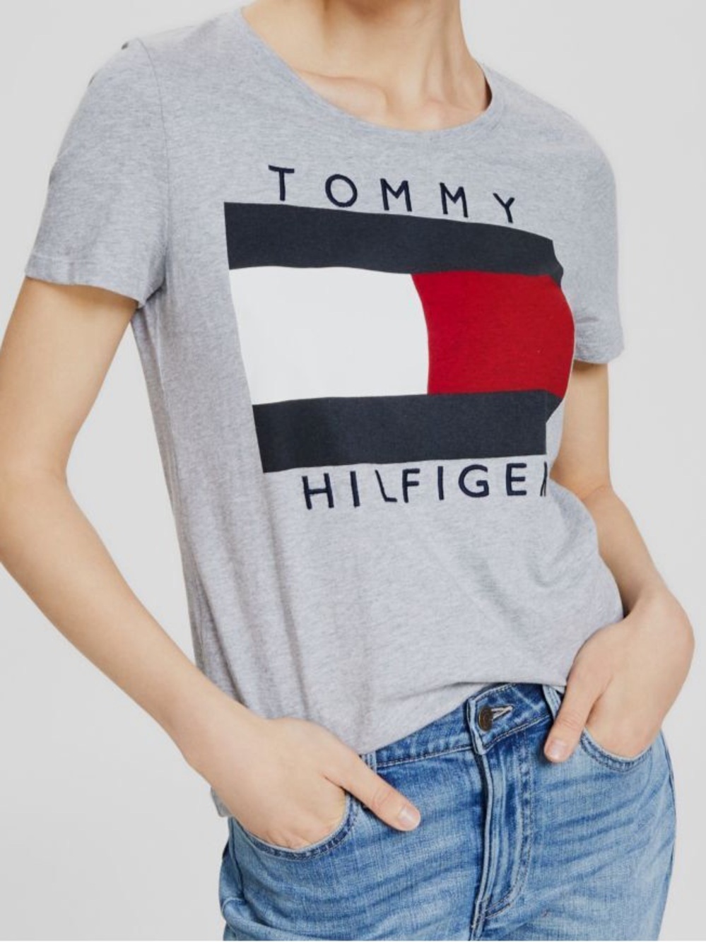 Tommy Hilfiger Women's Gray Tee with Logo